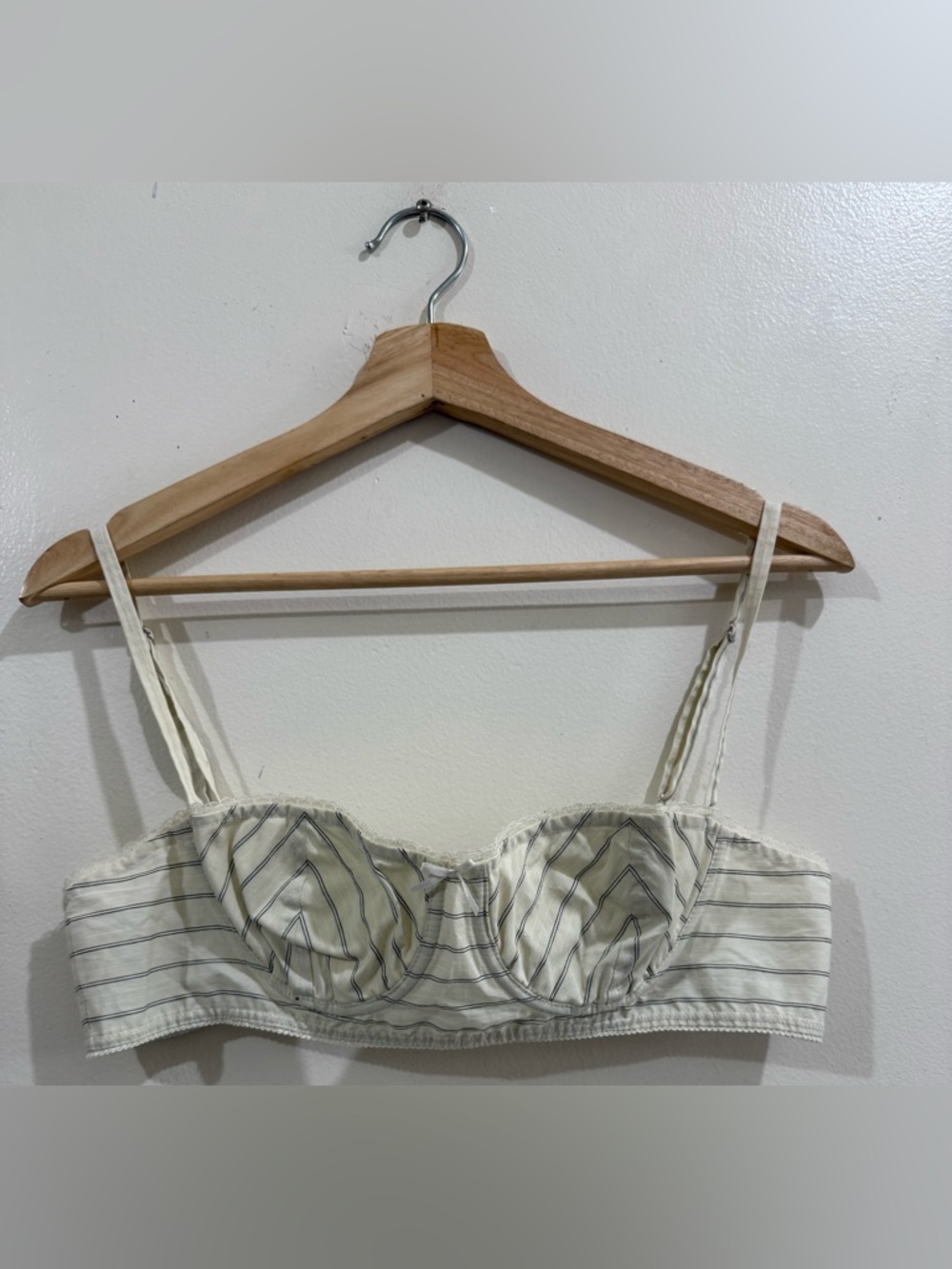 ELSA Cream and Gray Striped Crop Top